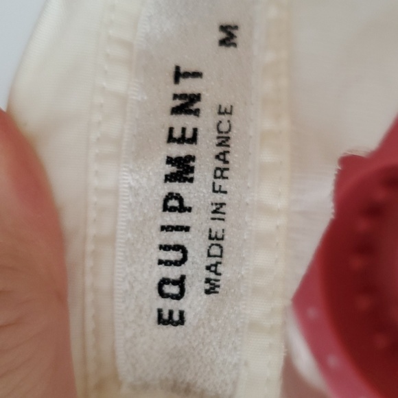 VTG 80s 90s Equipment Made In France Cotton Sheer Polka Dot Shirt - Picture 9 of 16